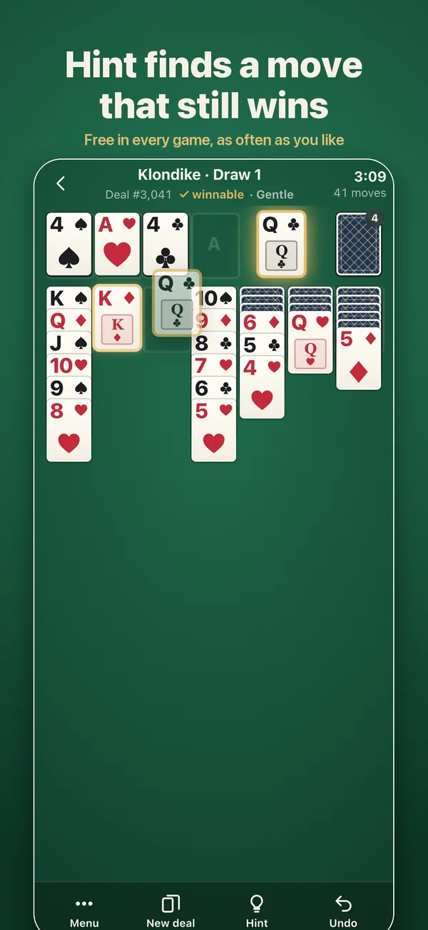 A hint sliding a card into place