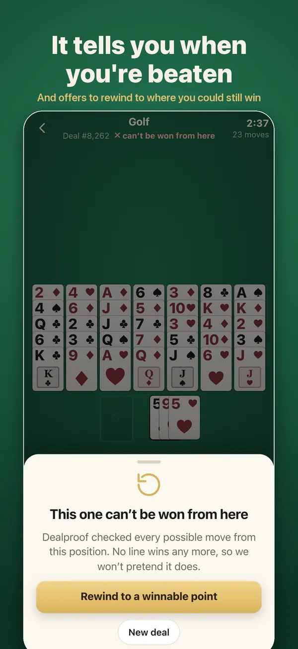 A lost Golf game, with an offer to rewind to a winnable point