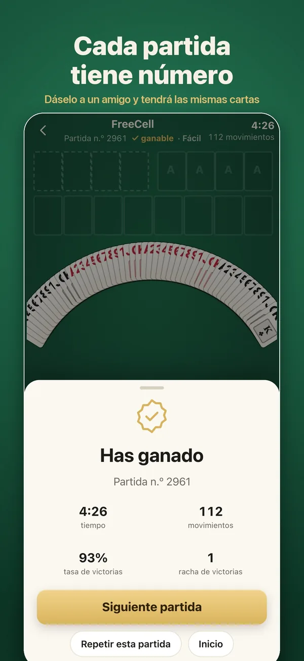 Una partida ganada con su número