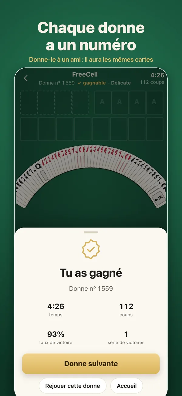 Une partie gagnée avec son numéro