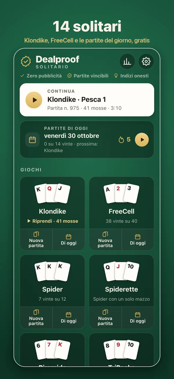 La schermata iniziale con tutti e 14 i giochi