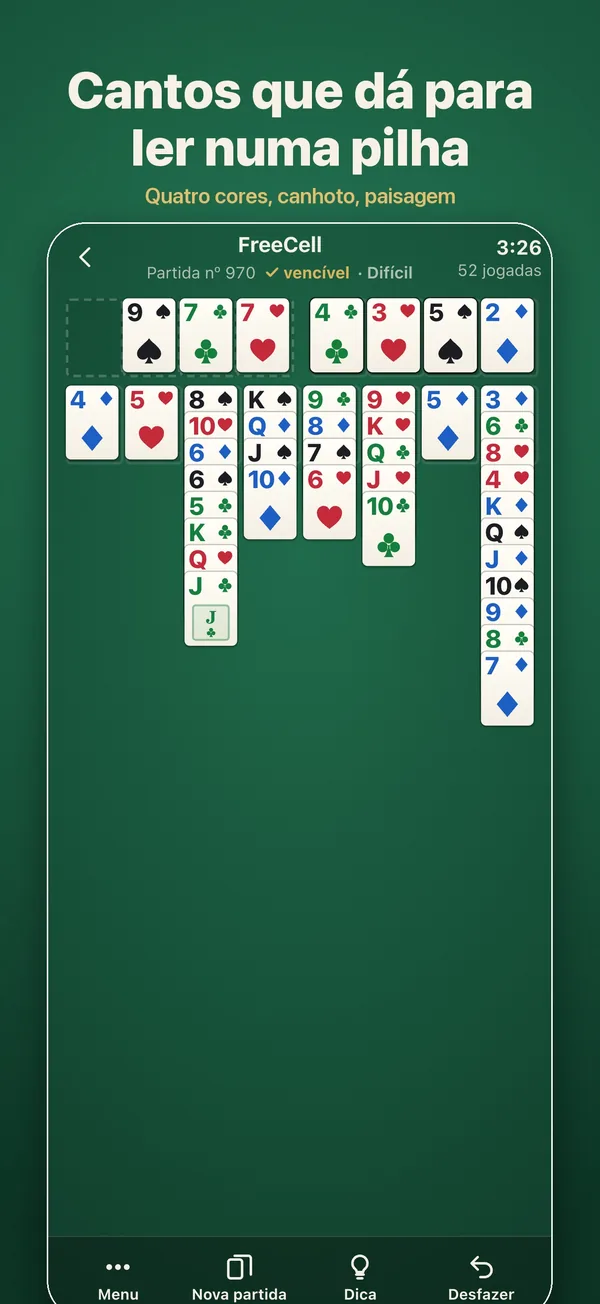 Uma partida de FreeCell