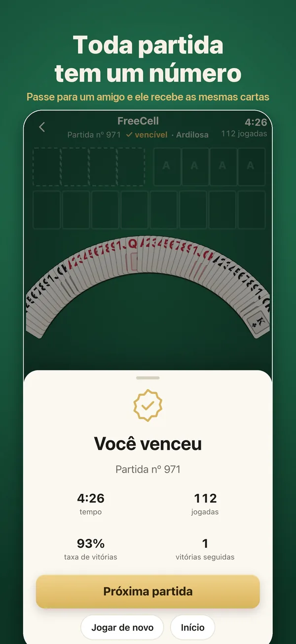 Uma partida vencida com o seu número